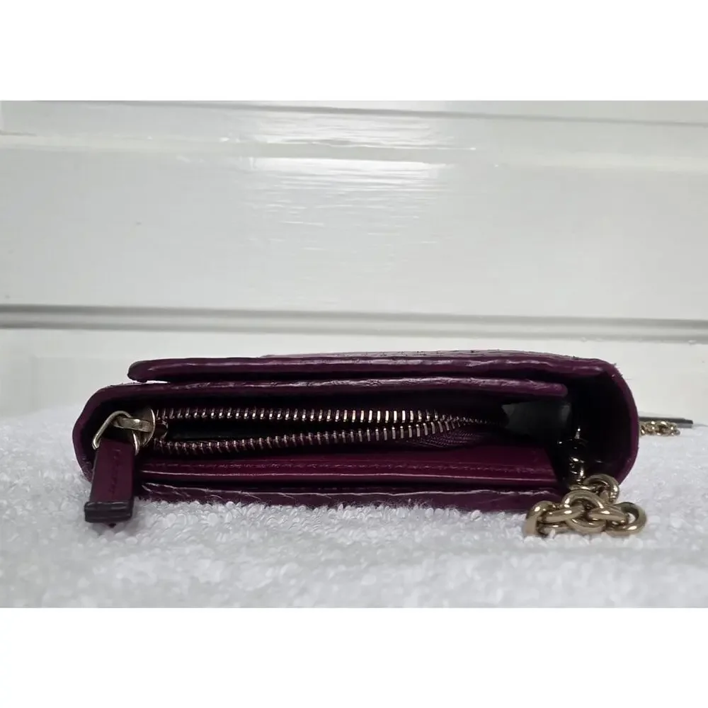 Gucci Women’s Purple Snakeskin Wallet on A Chain Gold HW w/COA